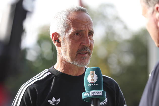 Coach Adi Hütter of Eintracht Frankfurt watches during the first-round match of the DFB Cup between SC St. Toenis and Eintracht Frankfurt, Grotenburg Stadium on August 21, 2026, in Krefeld, Germany. Photo by Oliver Kaelke, DeFodi Images. Coach Adi Huetter of Eintracht Frankfurt looks on during the first-round match of the DFB Cup between SC St. Toenis and Eintracht Frankfurt at Grotenburg Stadium on August 21, 2026 in Krefeld, Germany. Photo by Oliver Kaelke, DeFodi Images. DFB and DFL regulations prohibit any use of photographs as image sequences and or quasi-video. Photo by Oliver Kaelke, DeFodi Images.