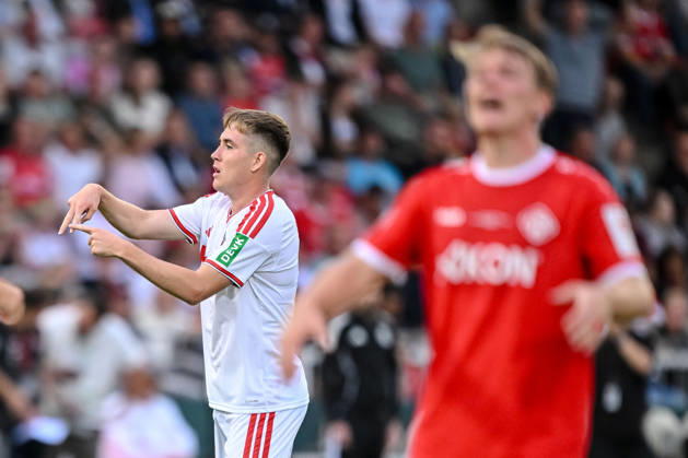 Isak Johannesson of 1. FC Köln celebrates after scoring his team’s first goal during the DFB Cup first-round match between Würzburger Kickers and 1. FC Köln at AKON ARENA on August 24, 2026, in Würzburg, Germany. Photo by Harry Langer, DeFodi Images. Isak Johannesson of 1. FC Köln celebrates after scoring his team’s first goal during the DFB-Pokal first-round match between Würzburger Kickers and 1. FC Köln at AKON ARENA on August 24, 2026 in Würzburg, Germany. Photo by Harry Langer, DeFodi Images. Photo by Harry Langer, DeFodi Images. DFB and DFL regulations prohibit any use of photographs as image sequences and or quasi-video.
