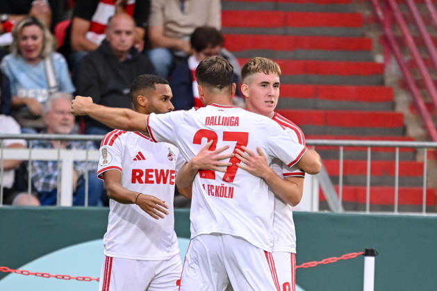 Isak Johannesson of 1. FC Köln celebrates a goal with his teammates after scoring to make it 1–2 during the first-round DFB Cup match between Würzburger Kickers and 1. FC Köln, AKON ARENA on August 24, 2026, in Würzburg, Germany. Photo by Harry Langer, DeFodi Images. Isak Johannesson of 1. FC Köln celebrates after scoring his team’s second goal with teammates during the DFB Cup first-round match between Würzburger Kickers and 1. FC Köln at AKON ARENA on August 24, 2026 in Würzburg, Germany. Photo by Harry Langer, DeFodi Images. Photo by Harry Langer, DeFodi Images. DFB and DFL regulations prohibit any use of photographs as image sequences and or quasi-video.