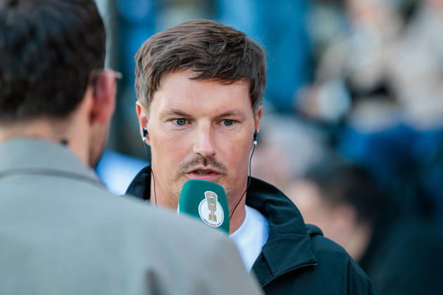 Merlin Polzin, Hamburger SV Coach, in an interview on Sky Sport GER, SC Verl vs. Hamburger SV, Soccer, DFB Cup, 1st Round, 2026–2027 Season, August 24, 2026 DFL regulations prohibit any use of photographs as image sequences and or quasi-video GER, SC Verl vs. Hamburger SV, soccer, DFB Cup, Round 1, 2026–2027 season, August 24, 2026 Verl Copyright: xEibner-Pressefoto JanxRollingerx EP_JSK