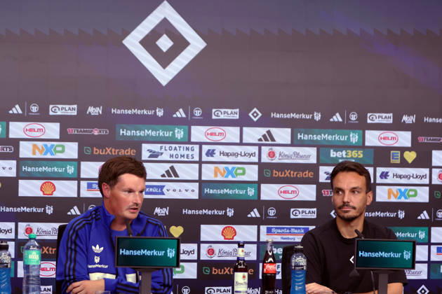 Bundesliga Matchday 1: Borussia Dortmund vs. Hamburger SV, August 27, 2026. Pre-match press conference: Coach Merlin Polzin (Hamburger SV), Press Officer Philipp Langer (Hamburger SV)