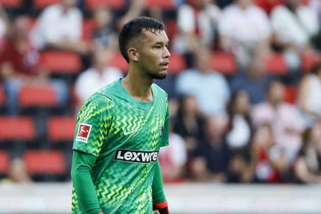 Mio Backhaus, SC Freiburg, 01, Germany, Soccer, UEFA Conference League, Playoffs, 2026–2027, SC Freiburg vs. Motherwell FC, August 27, 2026, Freiburg im Breisgau, Europa-Park Stadium, Germany Copyright: xGrantxHubbsx