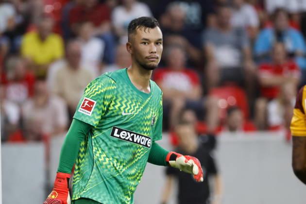 Mio Backhaus, SC Freiburg, 01, Germany, Soccer, UEFA Conference League, Playoffs, 2026–2027, SC Freiburg vs. Motherwell FC, August 27, 2026, Freiburg im Breisgau, Europa-Park Stadium, Germany Copyright: xGrantxHubbsx