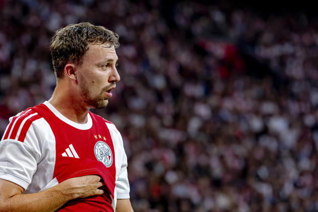AMSTERDAM — AFC Ajax Amsterdam midfielder Youri Regeer is forced to leave the game due to an injury during the UEFA Conference League match at the Johan Cruijff ArenA on August 27, 2026, in Amsterdam, the Netherlands. Photo by DeFodi Images