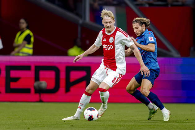 AMSTERDAM: AFC Ajax Amsterdam midfielder Julian Brandt and FC Sion defender Numa Lavanchy during the UEFA Conference League at the Johan Cruijff ArenA on August 27, 2026, in Amsterdam, the Netherlands. Photo by DeFodi Images