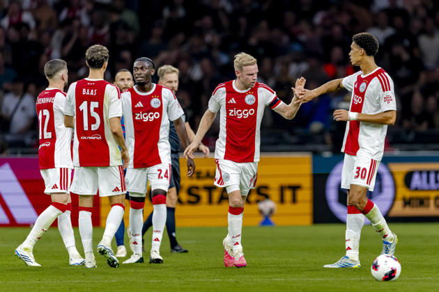AMSTERDAM: AFC Ajax Amsterdam midfielder Davy Klaassen scores the equalizer to make it 2–2 and celebrates the goal during the UEFA Conference League match at the Johan Cruijff ArenA on August 27, 2026, in Amsterdam, the Netherlands. Photo by DeFodi Images