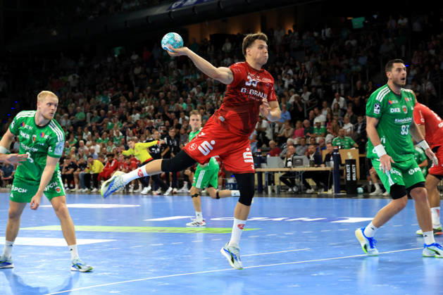 August 27, 2026, GER Germany, Handball, 1st Bundesliga, August 27, 2026, 2026–2027 season, Berlin, Fuechse Berlin vs. Melsungen Mijajlo Marsenic (Fuechse Berlin) 93, Matthes Langhoff (Fuechse Berlin) 25, Aaron Mensing (MT Melsungen) 33, Max Schmeling Hall, Berlin, Germany Copyright: xNordphotox xEnglerx