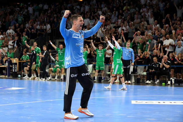 August 27, 2026, GER Germany, Handball, 1st Bundesliga, August 27, 2026, 2026–2027 season, Berlin, Füchse Berlin vs. Melsungen-Palicka, Andreas Füchse Berlin 12, celebration, cheering, joy, happiness, happy, positive emotions, Max-Schmeling-Halle, Berlin, Germany Copyright: xNordphotox xEnglerx