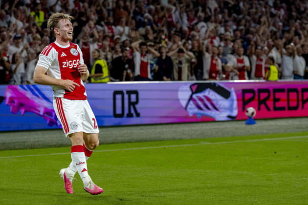 AMSTERDAM: AFC Ajax Amsterdam forward Oliver Edvardsen during the UEFA Conference League at the Johan Cruijff ArenA on August 27, 2026, in Amsterdam, the Netherlands. Photo by DeFodi Images