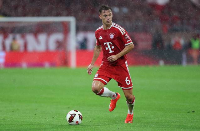 August 28, 2026, GER, Soccer, Men s, 1. Bundesliga, 2026–2027 Season, Matchday 1, FC Bayern Munich vs. VfB Stuttgart, Individual Play, Full-Body Shot, Isolated Figure, Joshua Kimmich, FC Bayern Munich 06. DFB and DFL regulations prohibit any use of photographs as image sequences and or quasi-video. Munich, Allianz Arena, Bayern, Germany Copyright: xNordphoto Schneiderx