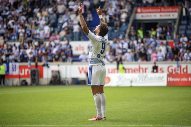 August 29, 2026, GER, Soccer, Men s, 3rd Division, 2026–2027 Season, MSV Duisburg vs. FC Würzburger Kickers, Lex Tyger Lobinger, Duisburg goal celebration, celebrating after scoring the 2–0 goal, Duisburg, Schauinsland Arena, North Rhine-Westphalia, Germany Copyright: xAdrianxSchlüterx