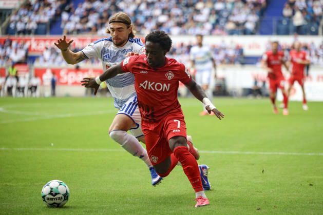August 29, 2026, GER, Soccer, Men s, 3rd Division, 2026–2027 Season, MSV Duisburg vs. FC Würzburger Kickers; Can Coskun (Duisburg) and Pedro Muteba (Würzburg) battle for the ball; Duisburg s Schauinsland Arena, North Rhine-Westphalia, Germany Copyright: xAdrianxSchlüterx