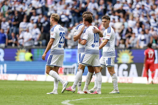 August 29, 2026, GER, Soccer, Men s, 3rd Division, 2026–2027 Season, MSV Duisburg vs. FC Würzburger Kickers, Christian Viet, Duisburg, goal celebration, celebrating after scoring the 3–0 goal, Duisburg, Schauinsland, Reisen Arena, North Rhine-Westphalia, Germany Copyright: xAdrianxSchlüterx
