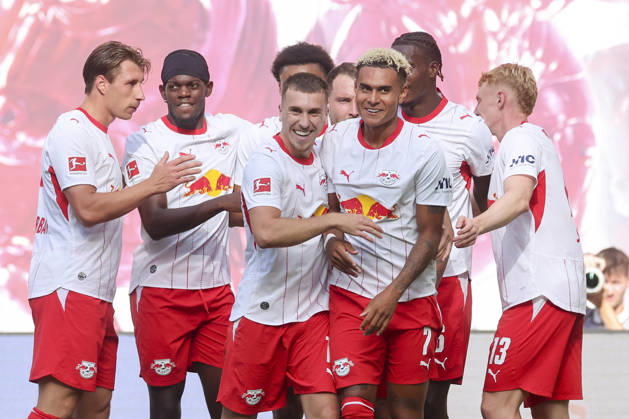Antonio Nusa of RB Leipzig celebrates his goal with his teammates during the Bundesliga match between RB Leipzig and Borussia Mönchengladbach, Red Bull Arena on August 29, 2026, in Leipzig, Germany. Photo by Marco Steinbrenner, DeFodi Images. Antonio Nusa of RB Leipzig celebrates his goal with teammates during the Bundesliga match between RB Leipzig and Borussia Mönchengladbach at Red Bull Arena on August 29, 2026 in Leipzig, Germany. Photo by Marco Steinbrenner, DeFodi Images. DFB and DFL regulations prohibit any use of photographs as image sequences and or quasi-video. Photo by Marco Steinbrenner, DeFodi Images.