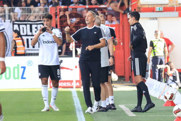 August 29, 2026, GER, Soccer, Bundesliga 1, 2026–2027, Alte Foersterei, 1. FC Union vs. Eintracht Frankfurt Head Coach Ali Huetter, Eintracht Frankfurt, Fares Chaibi, Eintracht Frankfurt 8-1 League DFB DFL regulations prohibit any use of photographs as image sequences and or quasi-video Berlin Stadium Alte Foersterei Berlin, Germany Copyright: xNordphotox xEnglerx