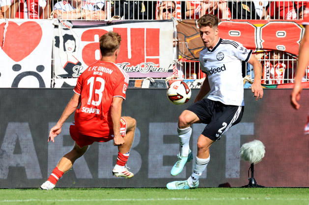 August 29, 2026, GER, Soccer, Bundesliga 1, 2026–2027, Alte Foersterei, 1. FC Union vs. Eintracht Frankfurt, Elias Braun, Eintracht Frankfurt 2–1, DFB League, DFL regulations prohibit any use of photographs as image sequences and or quasi-video, Berlin, Alte Foersterei Stadium, Berlin, Germany Copyright: xNordphotox xEnglerx
