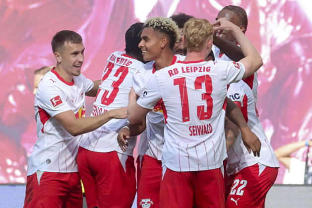Antonio Nusa of RB Leipzig celebrates his goal with his teammates during the Bundesliga match between RB Leipzig and Borussia Mönchengladbach, Red Bull Arena on August 29, 2026, in Leipzig, Germany. Photo by Marco Steinbrenner, DeFodi Images. Antonio Nusa of RB Leipzig celebrates his goal with teammates during the Bundesliga match between RB Leipzig and Borussia Mönchengladbach at Red Bull Arena on August 29, 2026 in Leipzig, Germany. Photo by Marco Steinbrenner, DeFodi Images. DFB and DFL regulations prohibit any use of photographs as image sequences and or quasi-video. Photo by Marco Steinbrenner, DeFodi Images.