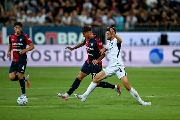 Cagliari s Daniel Maldini in action during the Serie A soccer match between Cagliari Calcio and F.C. Internazionale at the Unipol Domus in Cagliari, Sardinia - Sunday 30th august 2026. - Soccer  Copyright: xGianlucaxZuddas LaPressex