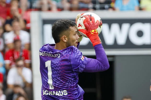 Mio Backhaus, SC Freiburg, 01 on the Ball, Germany, Soccer, Bundesliga 1, Matchday 1, 2026–2027, SC Freiburg vs. SV Werder Bremen, August 30, 2026, Freiburg im Breisgau, Europa-Park Stadium, Germany Copyright: xGrantxHubbsx