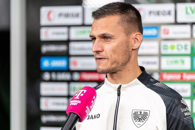 Thomas Woerle of SC Preussen Münster, head coach, in an interview on Magenta Sport GER; SC Preussen Münster vs. TSV Havelse, soccer, 3rd Division, Matchday 4, 2026–2027 season, September 5, 2026: DFL regulations prohibit the use of photographs as image sequences and or quasi-video. GER, SC Preussen Münster vs. TSV Havelse, soccer, 3. Liga, Matchday 4, 2026–2027 season, September 5, 2026, Münster Copyright: xEibner-Pressefoto JanxRollingerx EP_JSK