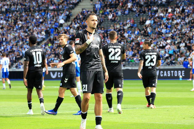 September 6, 2026, Germany, Soccer, 2. Bundesliga, Match Day, 2026–2027 Season, Berlin Olympic Stadium, Hertha BSC vs. 1. FC Magdeburg 1–1 (goal by Falko Michel) 1. FC Magdeburg 21 2nd Division DFB DFL regulations prohibit any use of photographs as image sequences and or quasi-video Berlin Berlin Olympic Stadium Berlin Germany Copyright: xNordphotox xEnglerx