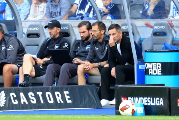 September 6, 2026, Germany, Soccer, 2. Bundesliga, Matchday, 2026–2027 Season, Berlin Olympic Stadium, Hertha BSC vs. 1. FC Magdeburg; Hertha BSC bench, Head Coach Stefan Leitl; Hertha BSC Berlin; 2nd Division; DFB and DFL regulations prohibit any use of photographs as image sequences and or quasi-video; Berlin; Berlin Olympic Stadium; Berlin, Germany Copyright: xNordphotox xEnglerx