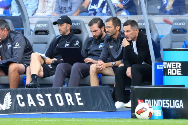 September 6, 2026, Germany, Soccer, 2. Bundesliga, Matchday, 2026–2027 Season, Berlin Olympic Stadium, Hertha BSC vs. 1. FC Magdeburg; Hertha BSC bench, Head Coach Stefan Leitl; Hertha BSC Berlin; 2nd Division; DFB and DFL regulations prohibit any use of photographs as image sequences and or quasi-video; Berlin; Berlin Olympic Stadium; Berlin, Germany Copyright: xNordphotox xEnglerx
