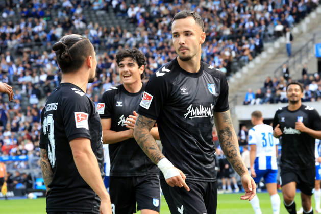 September 6, 2026, Germany, Soccer, 2. Bundesliga, Matchday, 2026–2027 Season, Berlin Olympic Stadium, Hertha BSC vs. 1. FC Magdeburg 1–1 (goal by Falko Michel, 1. FC Magdeburg 21; Baris Atik, 1. FC Magdeburg 23). DFB and DFL regulations prohibit any use of photographs as image sequences and or quasi-video. Berlin, Berlin Olympic Stadium, Berlin, Germany Copyright: xNordphotox xEnglerx