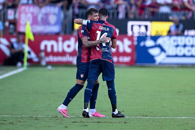 Cagliari s Daniel Maldini celebrates after scoring the goal for 1-0 during the Serie A soccer match between Cagliari Calcio and Lecce at the Unipol Domus in Cagliari, Sardinia - Monday 7th september 2026. - Soccer Copyright: xGianlucaxZuddas LaPressex