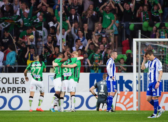Soccer, Allsvenskan, GAIS IFK Göteborg Markus Gustafsson, GAIS, scores 1-0, celebration, Gothenburg, Sweden  Copyright: xDanielxStillerx