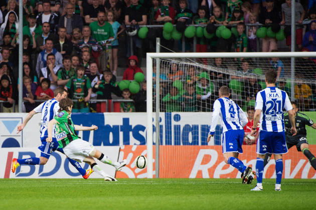 Soccer, Allsvenskan, GAIS IFK Göteborg Markus Gustafsson, GAIS, scores 1-0 Göteborg, Sweden  Copyright: xDanielxStillerx