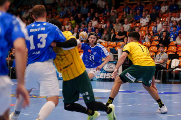 2nd Handball Bundesliga, Matchday 3: Dessau Roßlauer HV 06 vs. VfL Eintracht Hagen; Mika Schüler (Dessau Roßlauer HV 06), No. 23 on offense on September 11, 2026, at the Anhalt Arena, Dessau-Roßlau, Saxony-Anhalt, Dessau-Roßlau, Anhalt Arena, Saxony-Anhalt, Germany