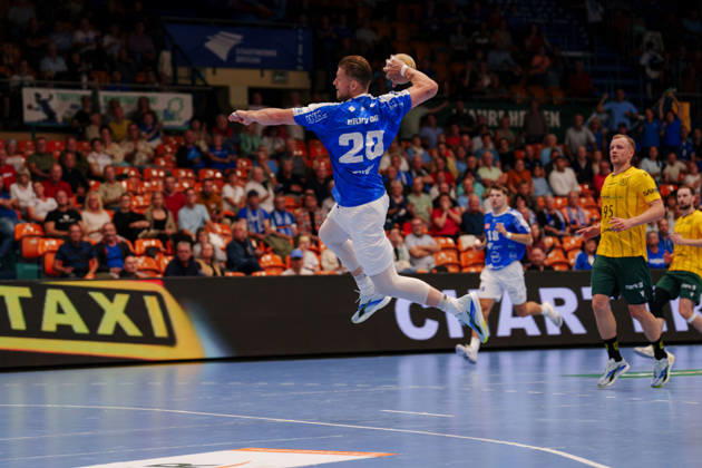 German Handball Bundesliga, Matchday 3: Dessau Roßlauer HV 06 vs. VfL Eintracht Hagen, Leon Ciudad Benitez, Dessau Roßlauer HV 06, 20 on a jump shot on September 11, 2026, at the Anhalt Arena, Dessau-Roßlau, Saxony-Anhalt; Dessau-Roßlau, Anhalt Arena, Saxony-Anhalt, Germany