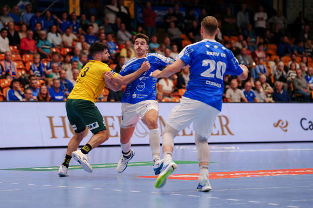 2nd Handball Bundesliga, Matchday 3: Dessau Roßlauer HV 06 vs. VfL Eintracht Hagen, Marcel Nowak, Dessau Roßlauer HV 06, No. 15 on offense on September 11, 2026, at the Anhalt Arena, Dessau-Roßlau, Saxony-Anhalt, Dessau-Roßlau, Anhalt Arena, Saxony-Anhalt, Germany