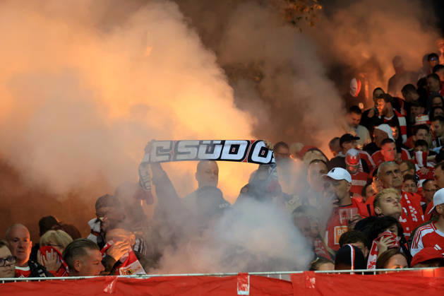 September 11, 2026, GER, Soccer, Bundesliga 1, 2026–2027, Alte Foersterei, 1. FC Union vs. Schalke 04, Matchday 3, 1. FC Union fans, pyrotechnics. DFB and DFL regulations prohibit any use of photographs as image sequences and or quasi-video. nordphoto GmbH Engler Berlin, Alte Foersterei Stadium, Berlin, Germany Copyright: xNordphotox xEnglerx