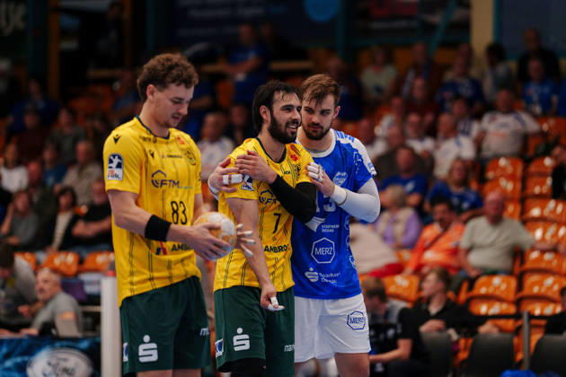 2nd Handball Bundesliga, Matchday 3: Dessau Roßlauer HV 06 vs. VfL Eintracht Hagen – Pouya Norouzinezhad (VfL Eintracht Hagen, 7) and Valentin Neagu (Dessau Roßlauer HV 06), 13 on September 11, 2026, at the Anhalt Arena, Dessau-Roßlau, Saxony-Anhalt, Dessau-Roßlau, Anhalt Arena, Saxony-Anhalt, Germany