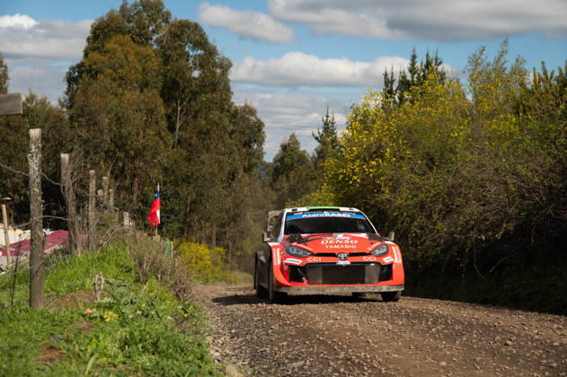 IPA88425582 - Driver Elfyn Evans and co-driver Scott Martin of the Toyota Gazoo Racing WRT team, driving a Toyota GR Yaris Rally1, are in second place on the second day of the FIA World Rally Championship WRC, Motorsport Rallye, WM Rally Chile Biobío 2026 on September 11 in Concepción, Chile. Copyright: xLucaxBarsali IPAxSportx xx IPA88425582