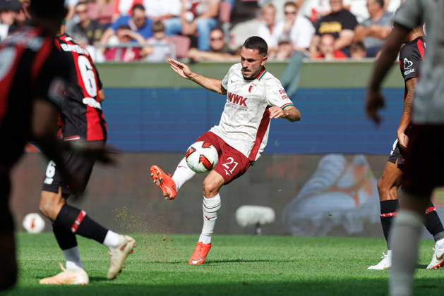 Arijon Ibrahimovic, 21, FC Augsburg, during the match between FC Augsburg and Bayer 04 Leverkusen, soccer, men s, Bundesliga, 2026–2027, Matchday 3 on September 12, 2026, in Augsburg, WWK ARENA. DFL and DFB regulations prohibit any use of photographs as image sequences and or quasi-video. Bavaria, Germany