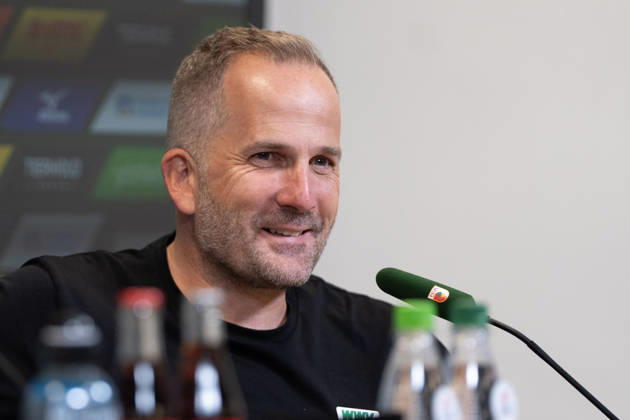 Manuel Baum, Augsburg coach, at the press conference following the Bundesliga match between FC Augsburg and Bayer 04 Leverkusen on September 12, 2026, at the WWK Arena in Augsburg, Bavaria, Germany