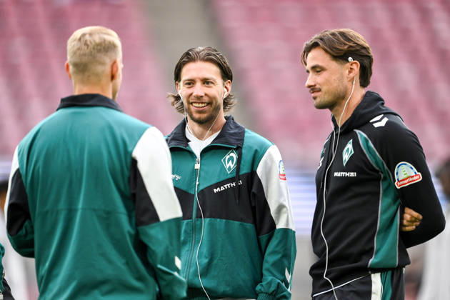September 12, 2026, Germany, Soccer, Men s, 1st Bundesliga, 2026–2027 season, Matchday 3, 1. FC Köln vs. SV Werder Bremen Mitchell Weiser (Werder Bremen), 08, Olivier Deman (Werder Bremen), 02 DFB and DFL regulations prohibit any use of photographs as image sequences and or quasi-video. Köln Rhein Energie Stadium, NRW, Germany Copyright: xNordphoto Wiegandx