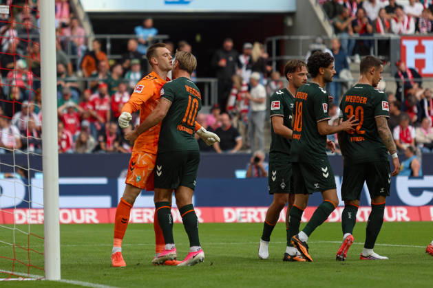 September 12, 2026, GER, Soccer, Men s, Bundesliga, 1. Bundesliga, 2026–2027 Season, 1. FC Köln vs. SV Werder Bremen; Karl Hein (SVW) saves a penalty kick and celebrates wildly; Niclas Füllkrug (SVW) Copyright: xSvenxHanischx