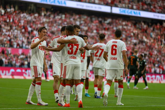 September 12, 2026, GER, Soccer, Men s, Bundesliga, 1. Bundesliga, 2026–2027 Season, 1. FC Köln vs. SV Werder Bremen, Linton Maina, 1. FC Köln, celebrating a goal, cheering with his team after scoring the 1–0 goal Copyright: xSvenxHanischx