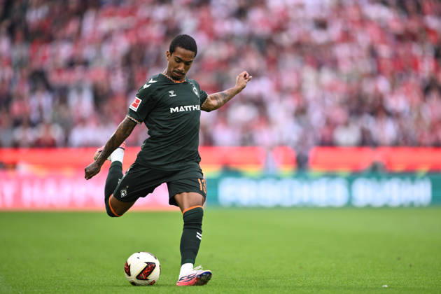 September 12, 2026, GER, Soccer, Men s, 1st Bundesliga, 2026–2027 season, Matchday 3, 1. FC Köln vs. SV Werder Bremen Arthur Werder Bremen, 13 on the ball DFB DFL regulations prohibit any use of photographs as image sequences and or quasi-video Köln Rhein Energie Stadium NRW Germany Copyright: xNordphoto Wiegandx