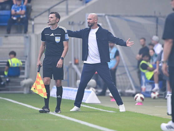 September 12, 2026, SNP Arena, Sinsheim, GER, 1. Bundesliga, TSG Hoffenheim vs. VfB Stuttgart, Coach Christian Ilzer, Hoffenheim. DFL regulations prohibit any use of photographs as image sequences and or quasi-video. Photo by Hasan Bratic, DeFodi Images