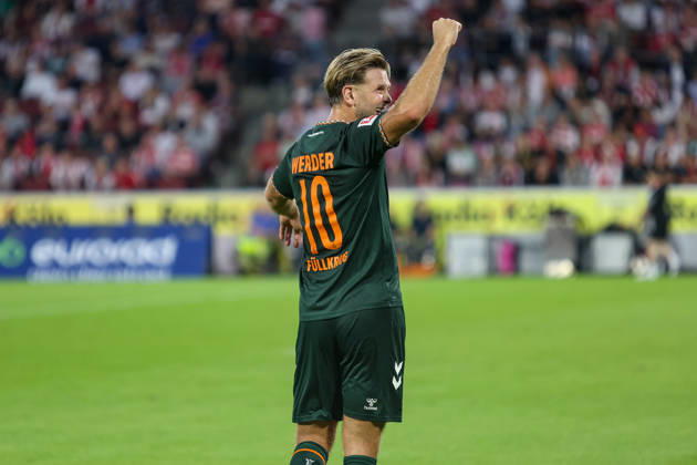 September 12, 2026, GER, Soccer, Men s, Bundesliga, 1. Bundesliga, 2026–2027 Season, 1. FC Köln vs. SV Werder Bremen, Niclas Füllkrug (SVW) celebrates his goal, which tied the score at 1–1 Copyright: xSvenxHanischx