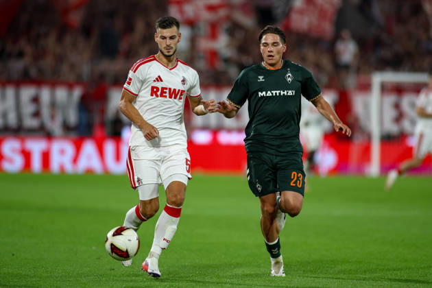 September 12, 2026, GER, Soccer, Men s, Bundesliga, 1. Bundesliga, 2026–2027 Season, 1. FC Köln vs. SV Werder Bremen: Tom Krauß (KOE) and Dariusz Stalmach (SVW) battle for the ball Copyright: xSvenxHanischx