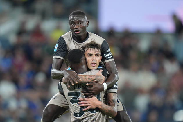 Cagliari s Daniel Maldini celebrates after scoring 1-2 during the Serie A soccer match between Atalanta and Cagliari at New Balance Arena in Bergamo , Italy - September 12, 2026. - Soccer  Copyright: xSpada LaPressex