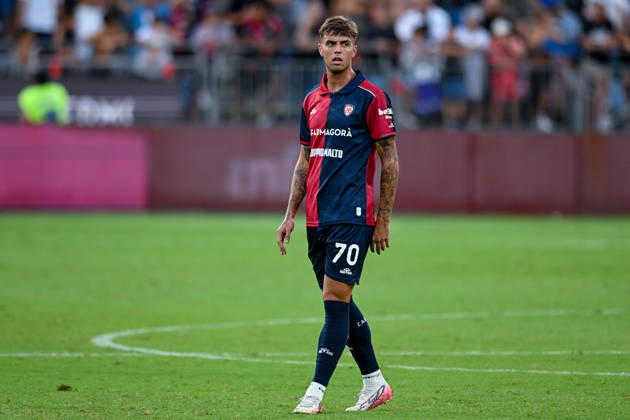 Cagliari s Daniel Maldini in action during the Coppa Italia Frecciarossa soccer match between Cagliari Calcio and Arezzo at the Unipol Domus in Cagliari, Sardinia - Friday 14th august 2026. - Soccer  Copyright: x Â®xGianlucaxZuddas LaPressex