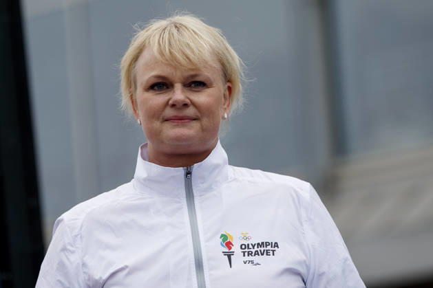 Anette Norberg, Curling during the V75 harness racing events on April 25, 2015, in Gothenburg, Sweden  Copyright: xPerxFriskex