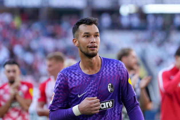 Mio Backhaus, SC Freiburg, 01, Germany, Soccer, Bundesliga 1, Matchday 3, 2026–2027, SC Freiburg vs. Borussia Mönchengladbach, September 12, 2026, Europa-Park Stadium, Freiburg, Freiburg, Europa-Park Stadium, Baden-Württemberg, Germany Copyright: xArnexAmbergx